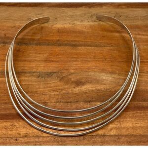 925 Sterling Silver Five Strand Tiered Open Collar Choker Necklace~37 grams